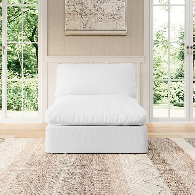 Intuition Decor Modular Sectional Sofa Cloud Couch,Down Filled Comfy Cloud Modern Sofa,White Linen Oversized Couch Cushion Covers Removable for Living Room