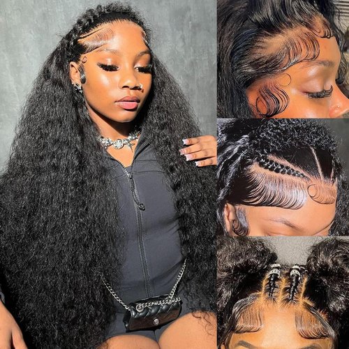 Niu Mei Deep Wave Lace Front Wigs Human Hair 13x6 HD Lace Front Wigs Human Hair Pre Plucked 210% Density 20 Inch Natural Color