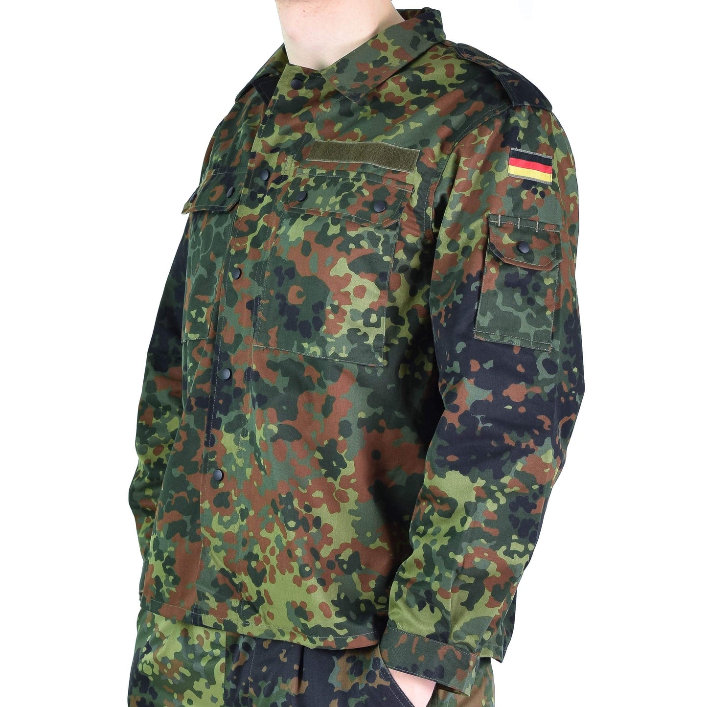 Original GERMAN ARMY JACKET ZIPPED fleck-tarn camouflage tactical combat BW military issue field shirt (Large short)