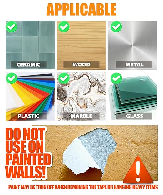 Extra Strong Double Sided Tape Heavy Duty (2 Rolls, Total 20 FT), Clear Removable Two Sided Nano Tape Adhesive, Double Stick Mounting Tape for Poster, Rug, Picture Hanging Strips, Office & Outdoor