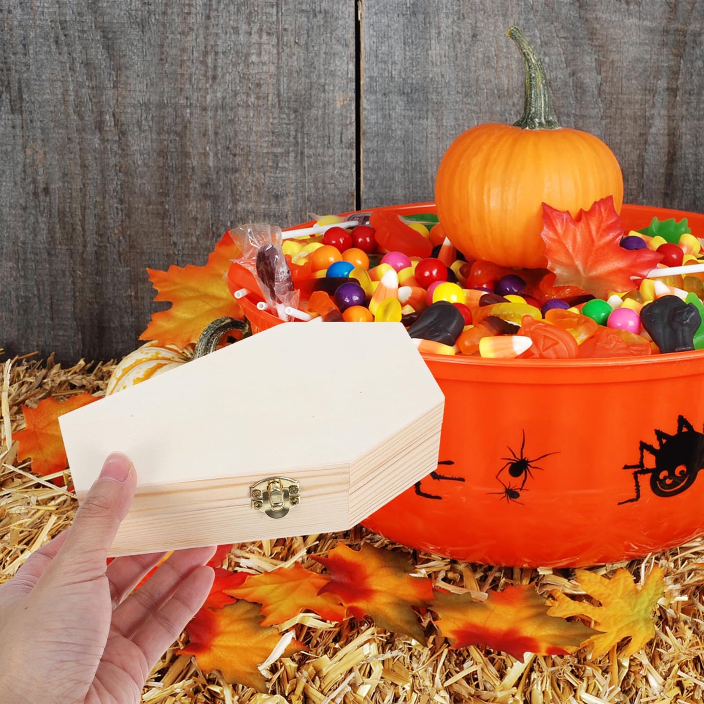 Zerodeko Coffin Shaped Jewelry Box Lightweight Portable Wooden Storage Case Halloween Decorations and Gift Box for Earrings Necklaces and Treats Classic Gothic Design for Home and Parties
