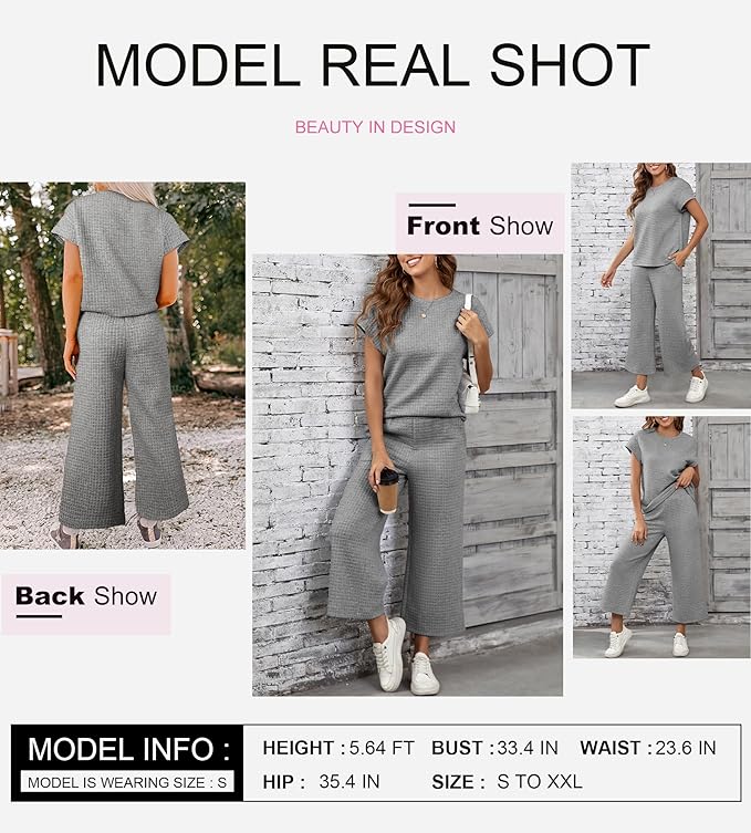 SHEWIN Womens Two Piece Fall Outfits Sweatsuits Casual Pullover Tops and Wide Leg Sweatpant Lounge Sets
