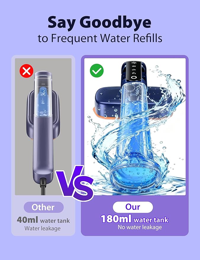 Travel Steamer for Clothes,1200W&25g/min Steam Iron Quilting & Sewing, Portable Handheld Garment Steamer,35mins Runtime & 180ml Large Tank,15s Fast Heat-up,Ceramic Panel,Wrinkle Remover for Travel