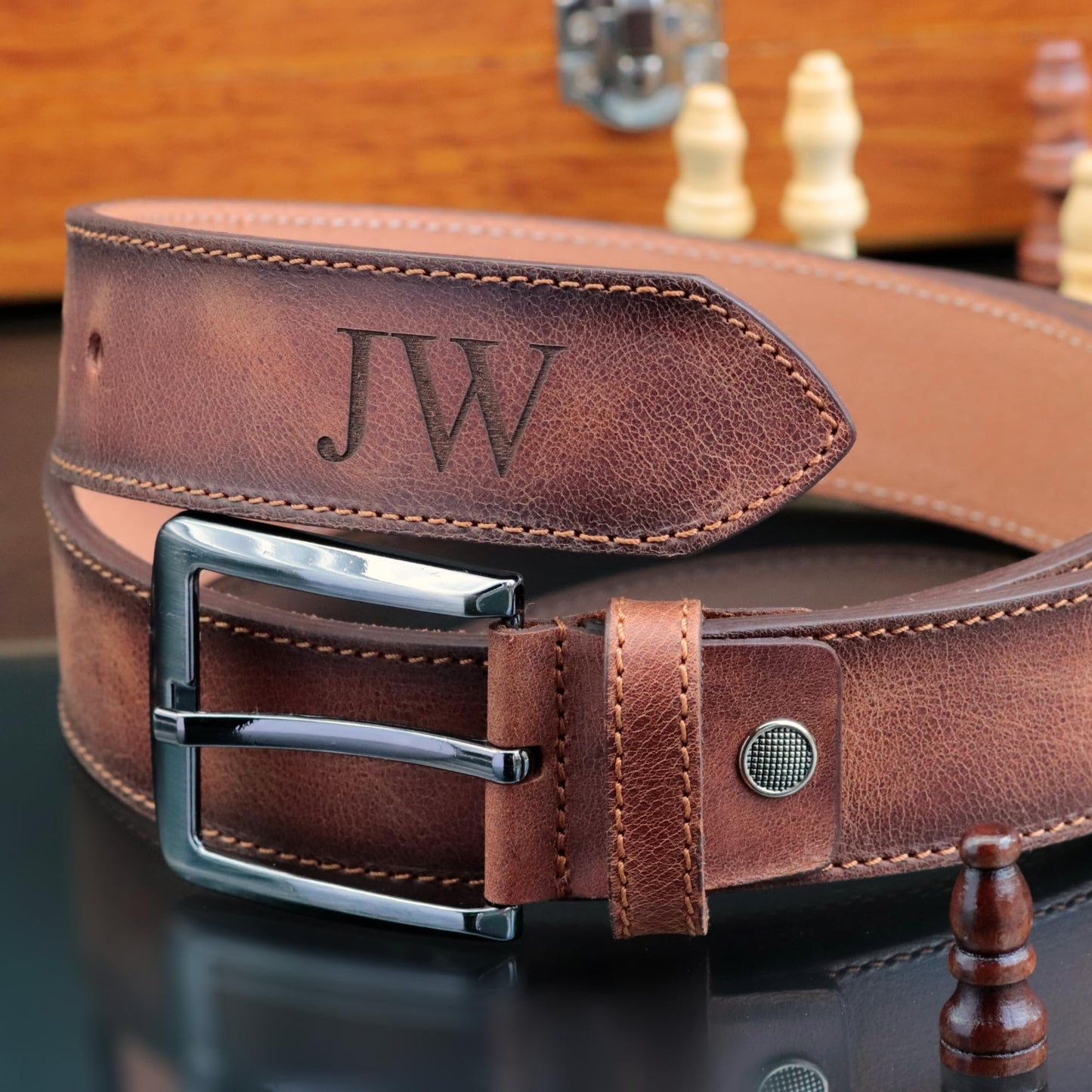 Eagle Epic Personalized Leather Belt for Anniversary - Handcrafted Custom Belt for Him, Valentines Day Gift for Husband, Unique Boyfriend Gift