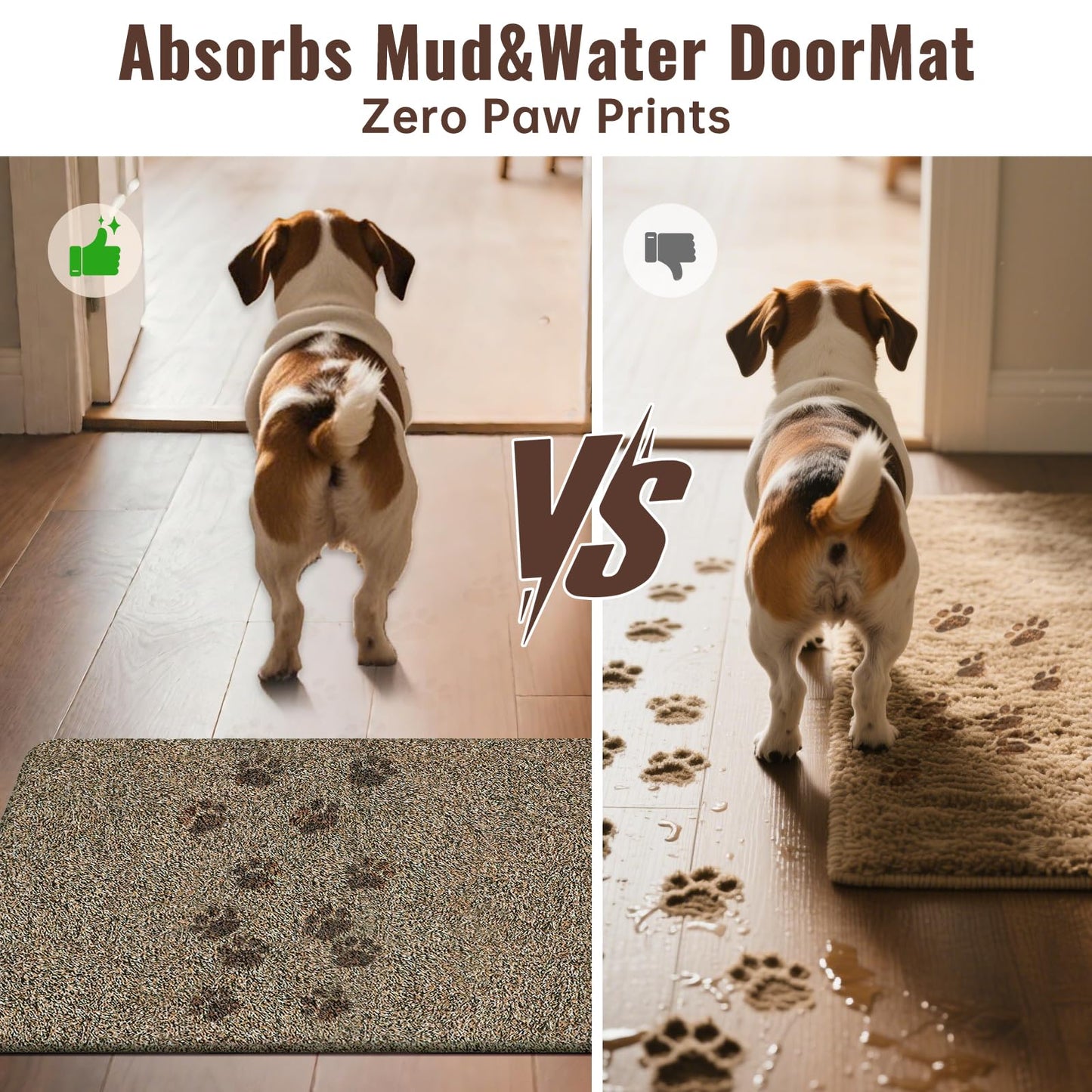 Beau Jardin 36"x24" Doormat Super Absorbent Mud Entryway Non-Slip for Dogs Paws Dirt Trapper Mats Entrance Welcome Doormat Shoes Scraper Low Profile Latex Backing Washable