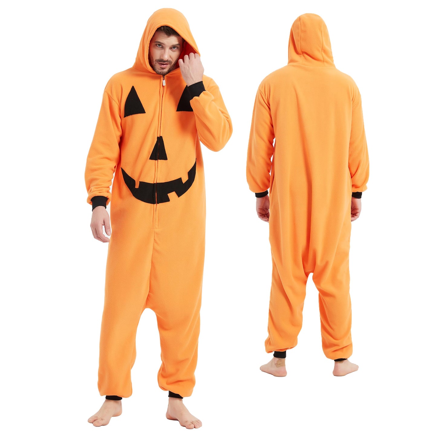 MAJ&COS Pumpkin Costume Halloween Onesies Animal Pajamas Onesie Adult Cartoon Cosplay Christmas For Women Men