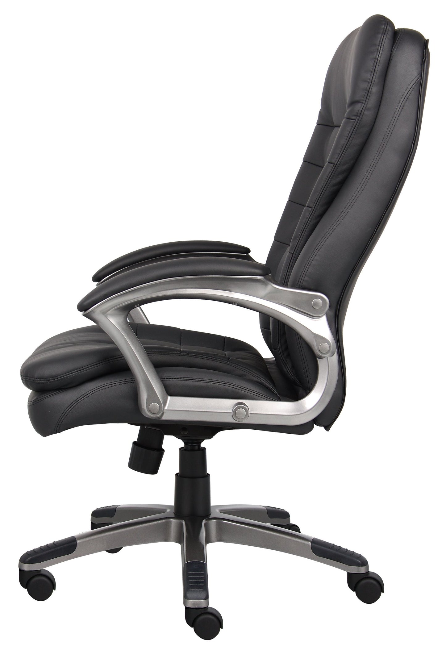 Boss Office Products B9331 High Back Executive Chair with Pewter Finsh, Black
