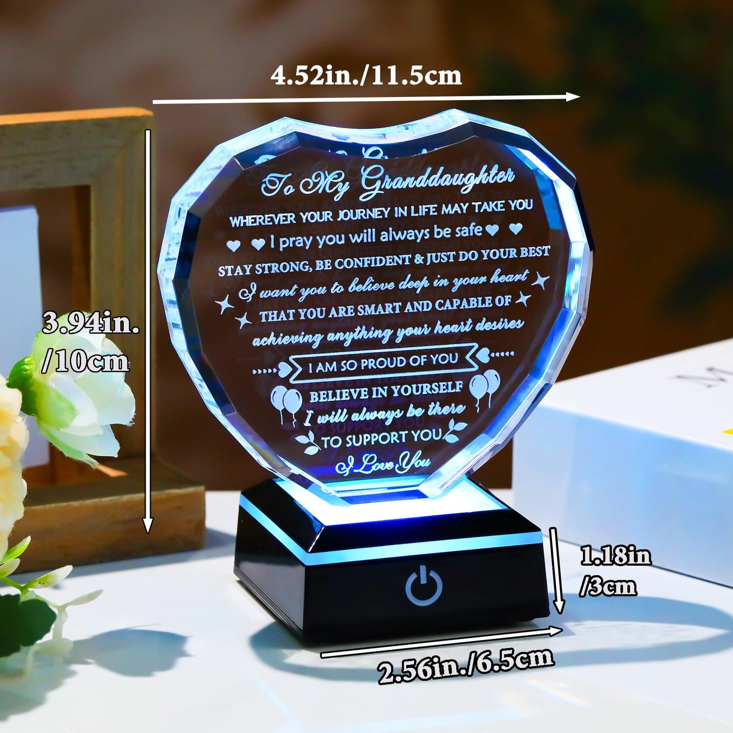 Arikyrist Granddaughter Gifts from Grandma with Colorful Base Birthday Gifts for Granddaughter from Grandparents Crystal Keepsake Best Gifts Ideas for Granddaughter on Christmas Wedding Graduation