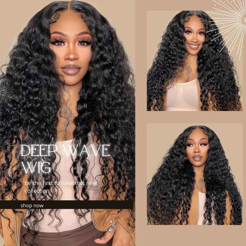 24 Inch Glueless Wigs Human Hair Pre Plucked Pre Cut 5x5 HD Lace Closure Wigs Human Hair Closure Wigs Human Hair 180% Density Deep Wave Lace Front Wigs Human Hair Natural Color