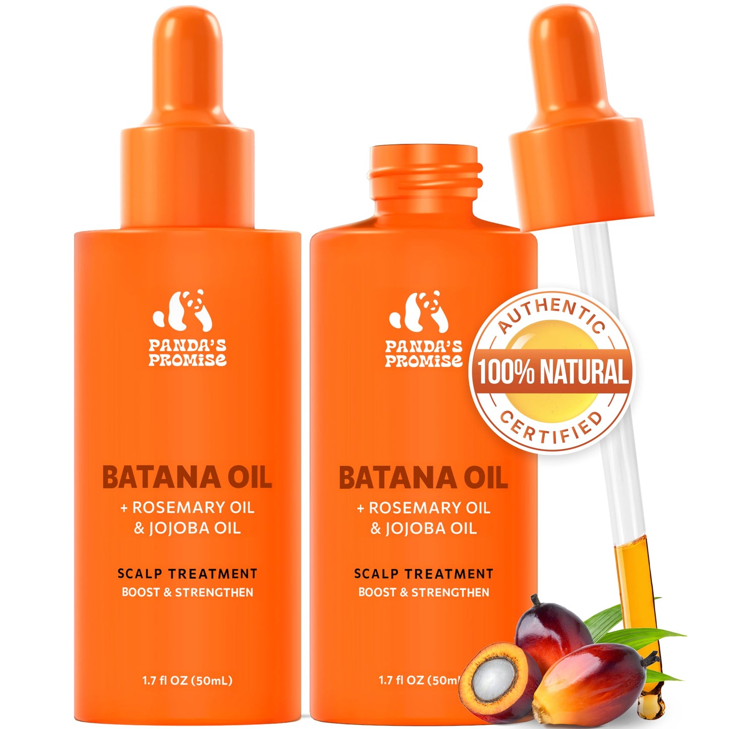 Panda's Promise Batana Oil for Hair Growth with Rosemary Oil, Jojoba Oil & Castor Oil- Natural Dry Scalp Treatment Product for T
