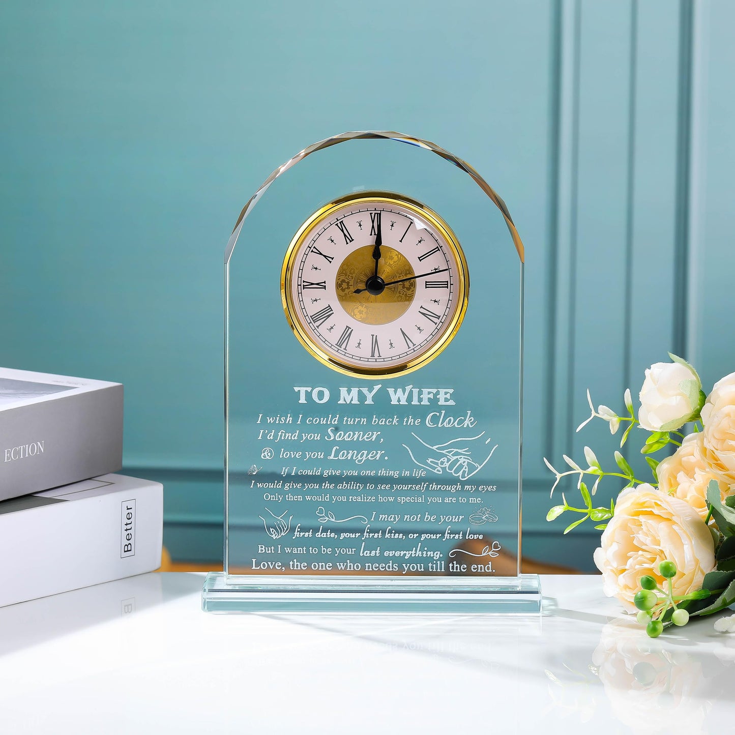Movdyka Gifts for Wife from Husband Unique - Crystal Clock Gifts Personalized Gifts for My Lover Who Has Everything - Birthday Anniversary Wedding Present Ideas for Wife