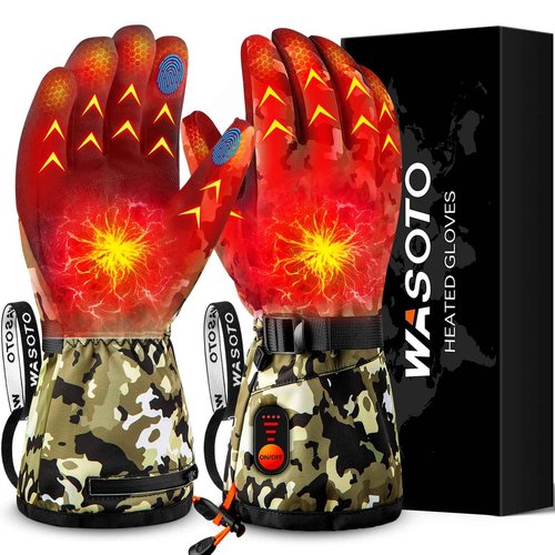 WASOTO Heated Gloves for Men Women with 7.4V 22.2WH Rechargeable Battery Waterproof Heated Work Gloves for Hunting Skiing Hiking Camping Walking Arthritis Raynaud(Green L)