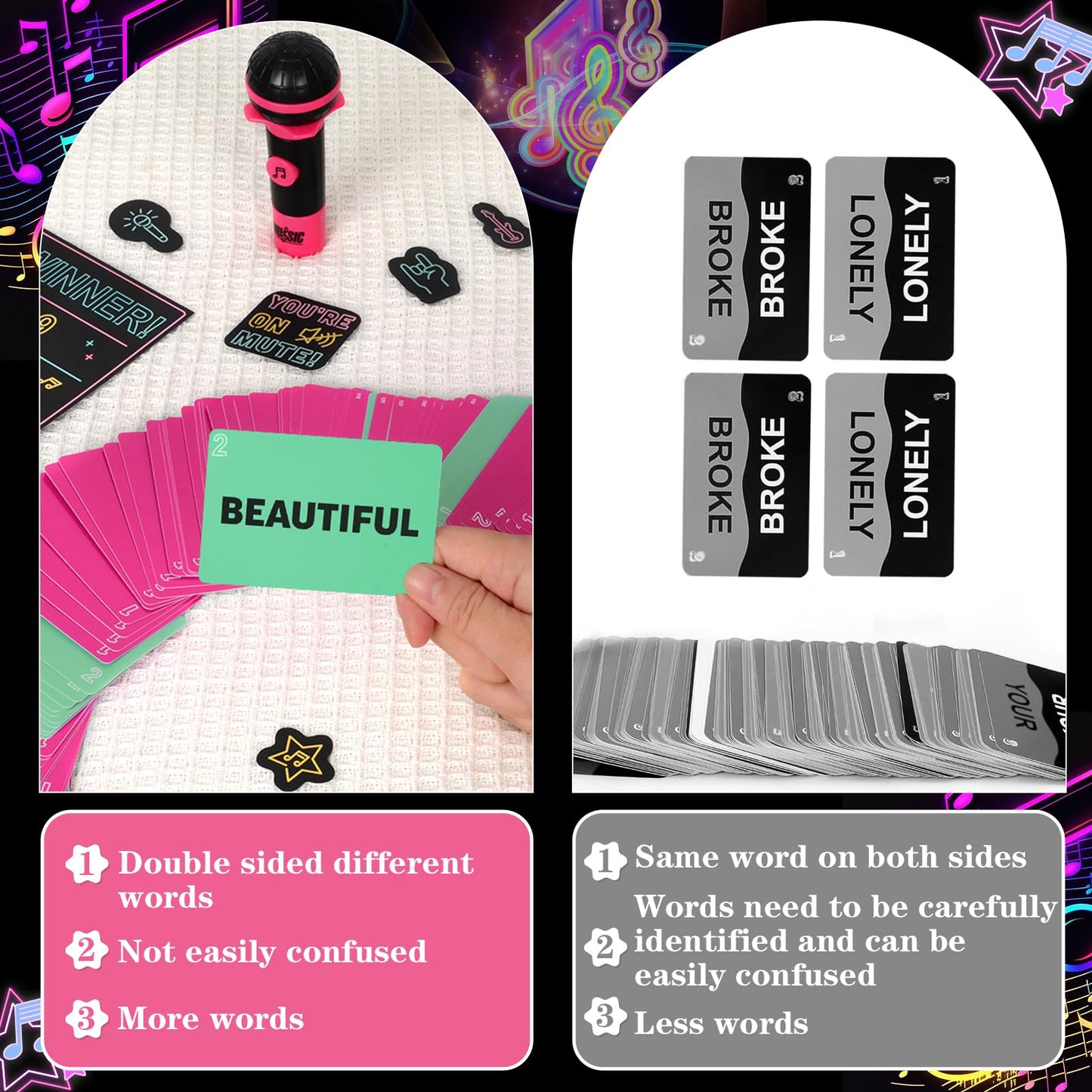 Music Board Games for Family Night, Family Karaoke Game, 8+ Year Olds, 2-10 Players - with 250 Lyrics (125 Cards) for Hilarious Game Nights & Birthday Party, Kids Gift