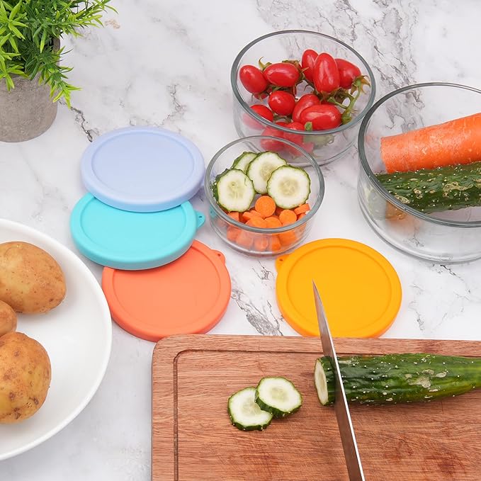 1 Cup Silicone Replacement Lids Storage Cover for Anchor Hocking Glass Bowls (Container not Included) 4 Pack Microwave, Dishwasher and Freezer Safe