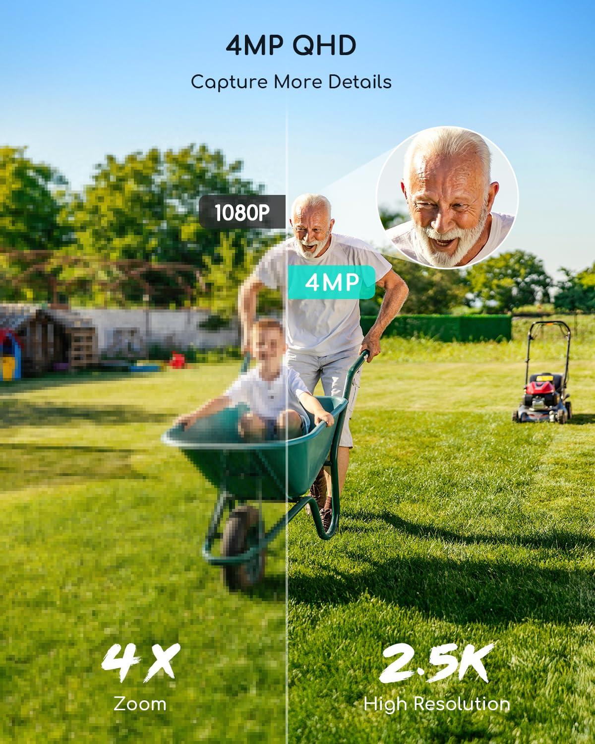 COOAU 4MP Solar Security Cameras Wireless Outdoor, 64GB Local Storage Outdoor Camera Wireless System, 360° Home Security, 5GHz & 2.4GHz WiFi, No Monthly Fee, Color Night Vision, PIR Motion Detection