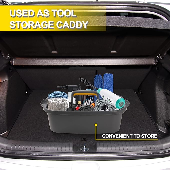 Cleaning Supplies Caddy Organizer with Handle Plastic Tool Storage Basket for bathroom, Kitchen, Under Sink,2 Pack with 2Pack Microfiber Cleaning Cloths,Gray