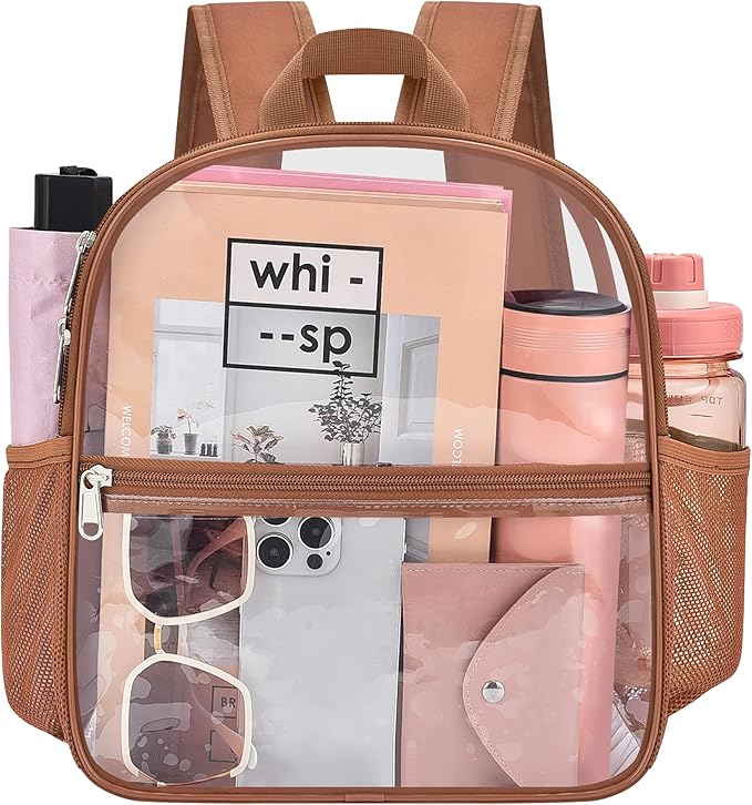 UEASE Clear Backpack for Stadium Events, 12x12x6 Small Clear Plastic bag with Reinforced Straps for Game Security Festival...