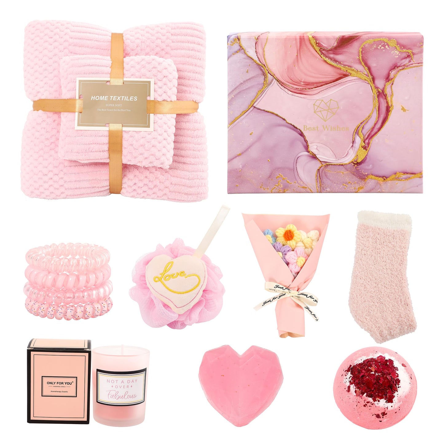 SeanLov Spa Gift Basket for Women,Unique Mom Wife Birthday Mothers Gifts to Relax, Bath Gift Set with Luxury Bath Towels, Mothers Day Gift for Mom Women Girlfriend, get well soon gifts for women