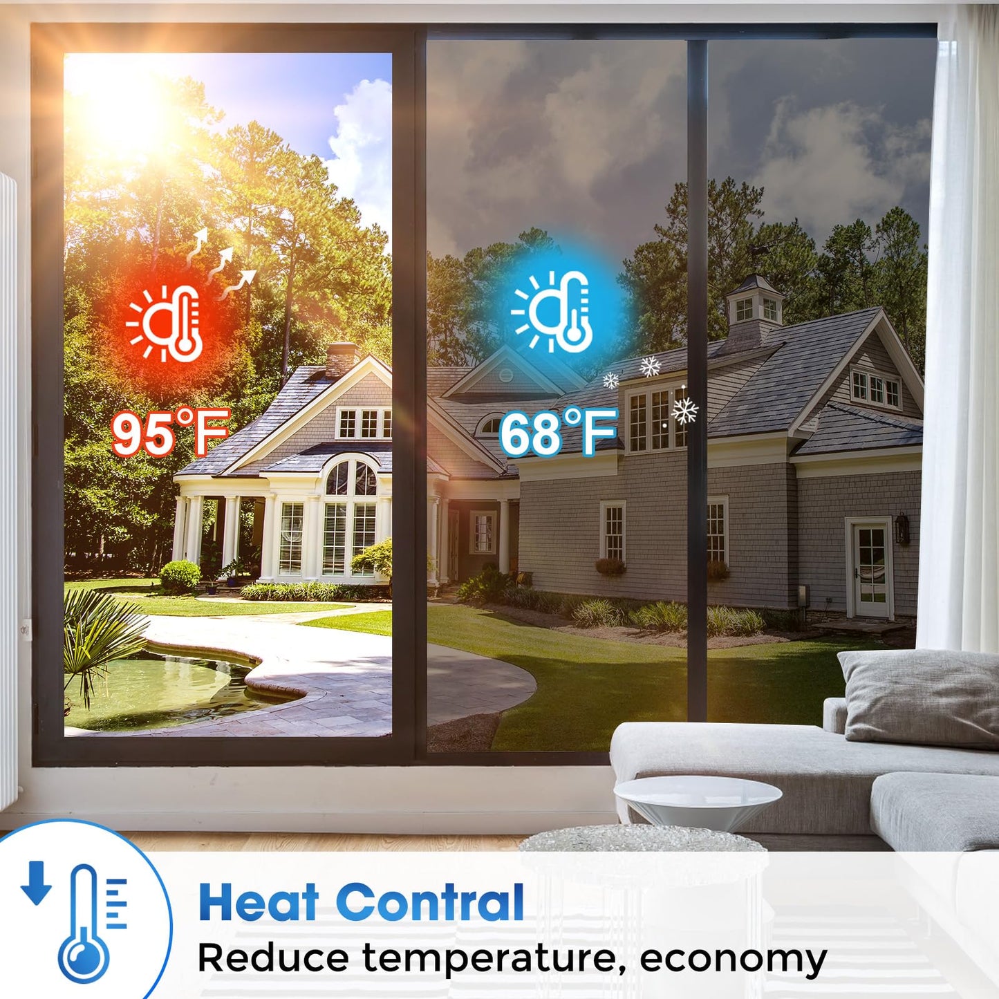Coavas One Way Window Privacy Film, Window Tint for Home, Daytime Reflective Mirror Glass Windows Coverings Heat UV Blocking See Out Not in, Black, 17.5 x 78.7 Inch