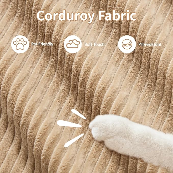 SoarFlash 81" Loveseat Sofa, Comfy Deep Seat, No Assembly, Sofa in a Box, Modern Small Couch with Plush Corduroy Fabric for Living Room, Bedroom, Apartment, Home Office, Camel