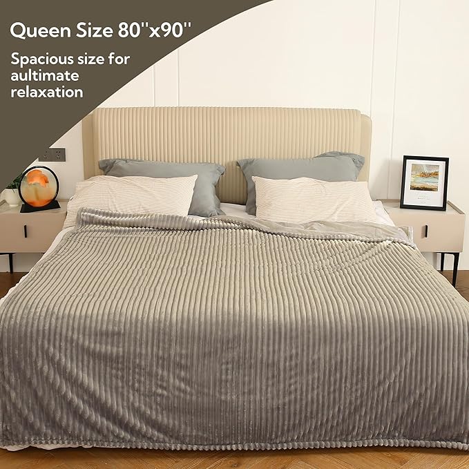 Heated Blanket Electric Blanket Queen Size 84''x90'' with 10 Heating Levels, 1-12 Hour Auto Shut Off, Machine Washable, Dual Controller Soft Warming Blanket for Couch, Bed, Office - Light Brown