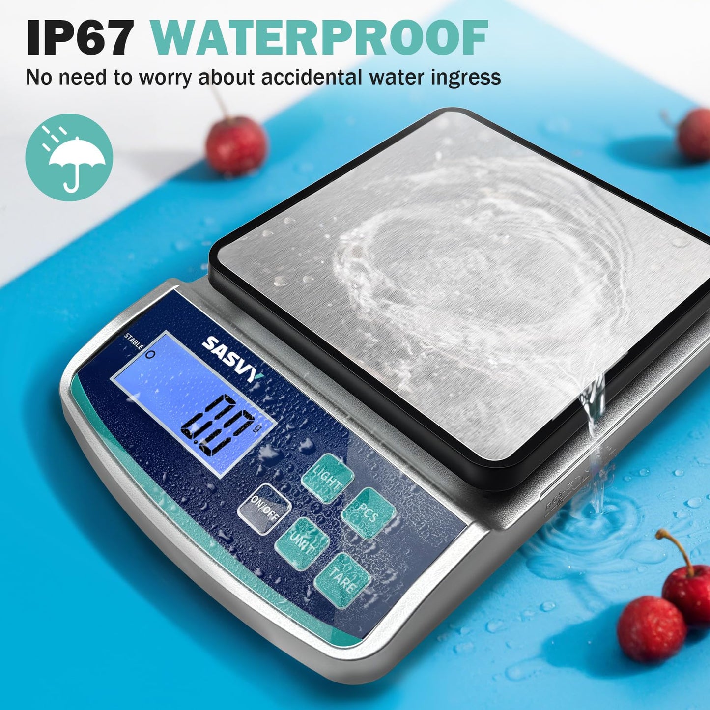 SASVY Digital Lab Scale 5000g x 0.1g oz/lb/g/kg Precision Electronic Scientific Scale Analytical Balance for Laboratory Jewelry Kitchen Includes Rechargeable Battery