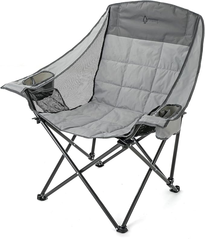 ARROWHEAD OUTDOOR Oversized Folding Camp Chair w/Adjustable Double Sized Cup Holder, Mesh Sides, Inner Pockets, Carry Bag,...