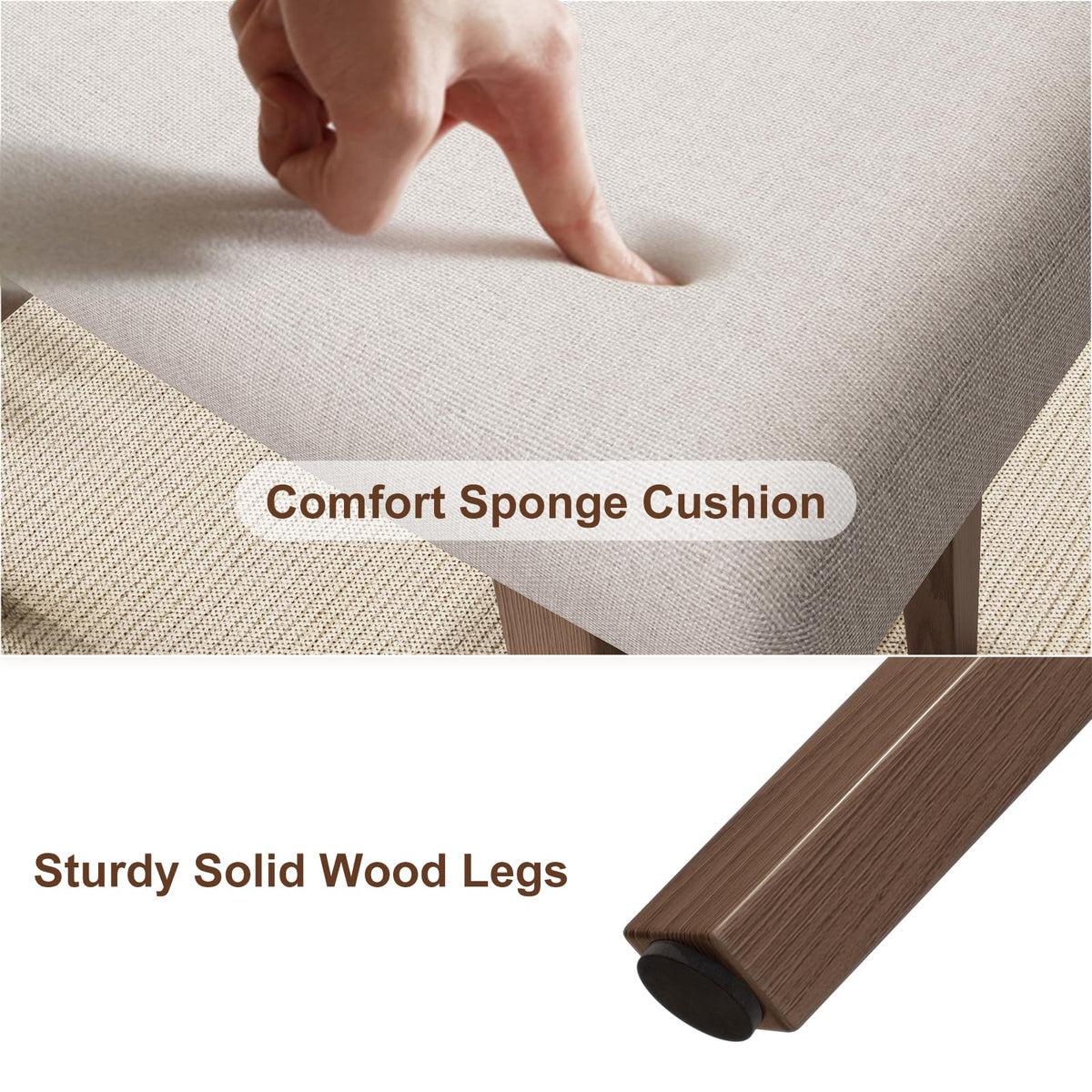 Muwuele Solid Wood Small Vanity Stool with Saddle Cushion, High-Rebound Sponge Seat, Easy Assembly Makeup Chair, Footstool for Bedroom, Entryway, Walnut