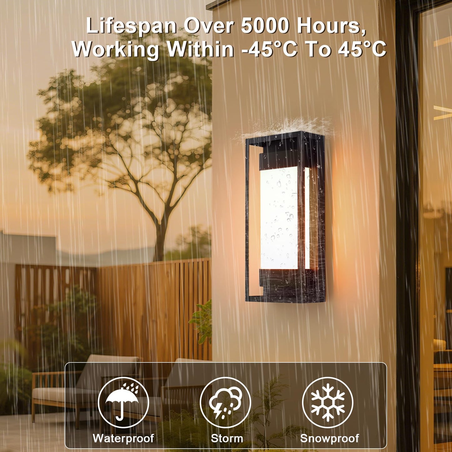 Yisuro Outdoor Wall Light, Smart RGB Porch Lights Outdoor, LED Exterior Lighting Sconce, IP65 Waterproof, DIY Lighting 2 Pack