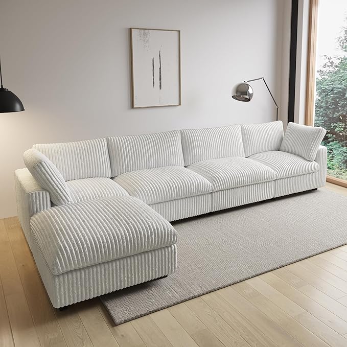 WJShome Cloud Modular Sectional Sofa,160" Oversized L Shaped Sofa Couch with Storage Ottoman,5 Seater Comfy Couch with Chaise Couches,Covers Washable&Replaceable (Beige)
