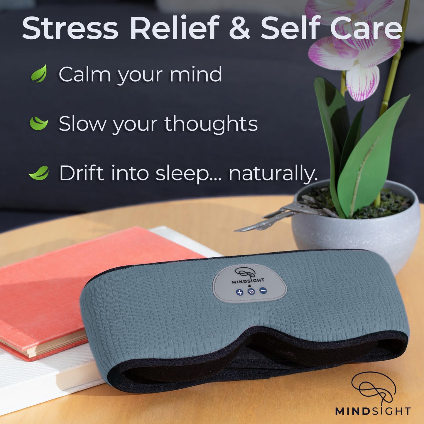 Mindsight DriftBand Sleep Mask with Bluetooth Headphones | Blackout Eye Mask with Memory Foam | Breathable Plush Fabric | Ultra-Thin Adjustable Speakers | Built for Sleep & Travel | Easy to Spot Clean
