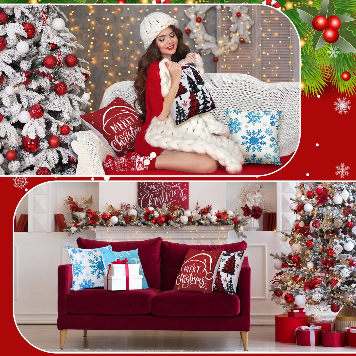 Mindsoft 20 Pcs Holiday Pillow Covers 18 x 18 Inch Seasonal Throw Pillow Covers Fall Halloween Decorative Pillowcase Pumpkin Ghost Pillowcase Cushion Case for Farmhouse Home Couch Sofa Decor