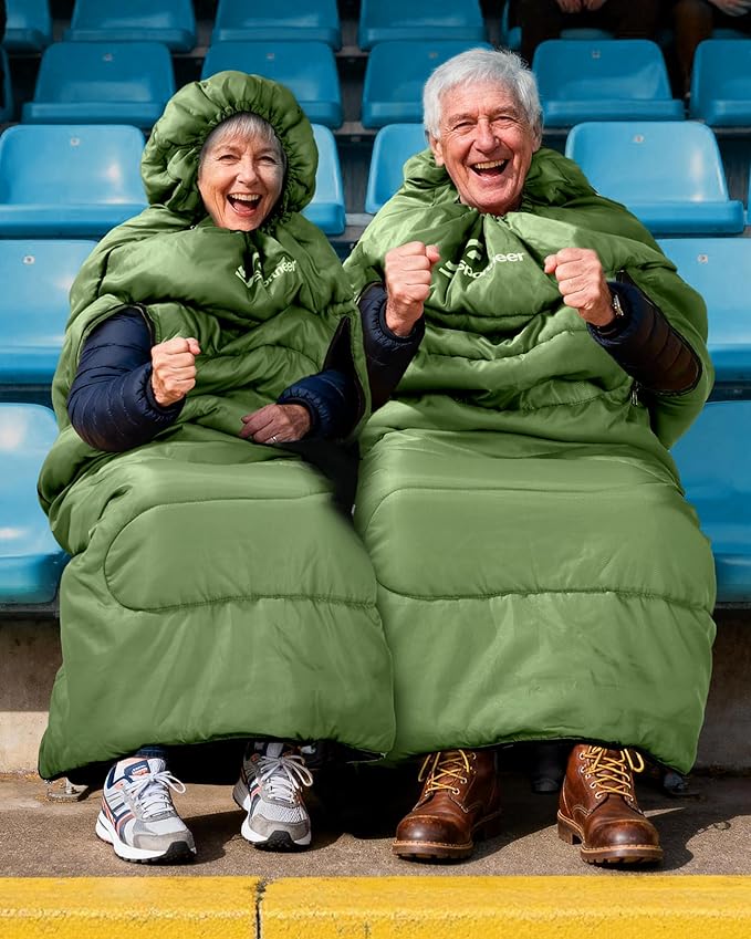 Sportneer 0 Degree Wearable Sleeping Bag for Adults & Kids – Walkable with Arm Zippers, Waterproof & Warm, Compact for Camping, Stadiums, Travel, Backpacking & Car Use