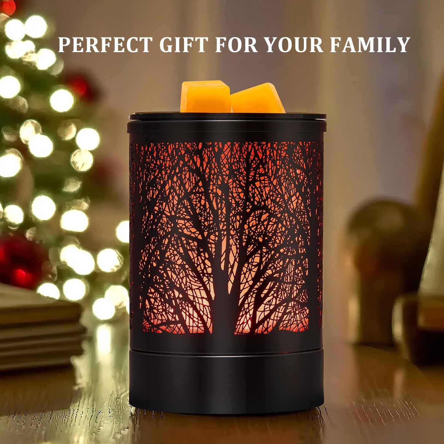 Enaroma Fragrance Wax Melts Warmer with 7 Colors LED Changing Light Classic Black Forest Design Scent Oil Candle Warmer