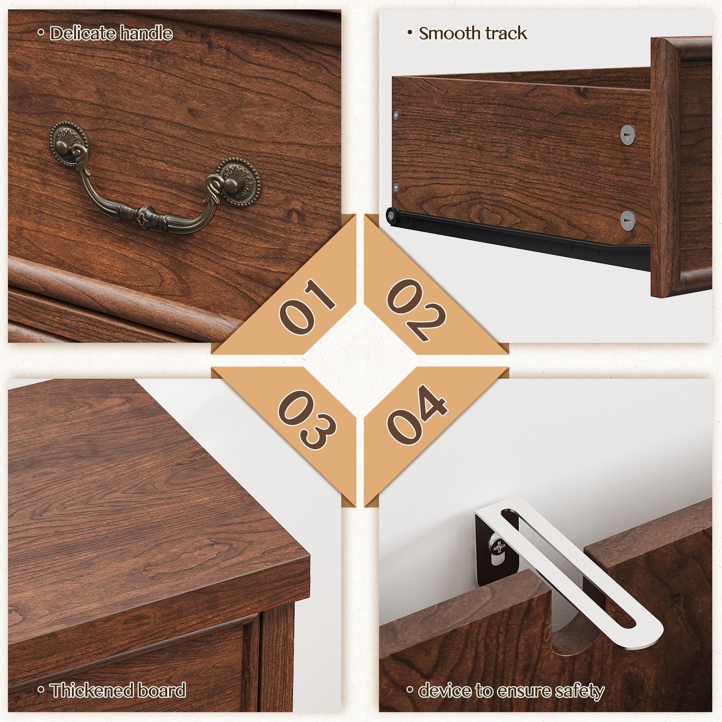 EnHomee Farmhouse 9 Drawer Dresser for Bedroom, 52" Wooden Dresser with Vintage Design, Hallway, 15.6" D x 52" W x 36" H Antique Brown