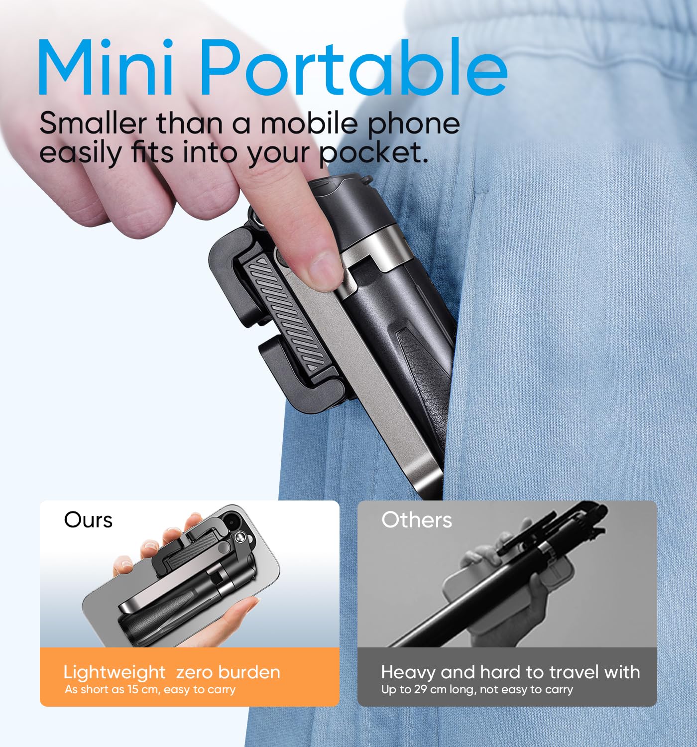 Magic John Phone Tripod, Portable Selfie Stick, Pocket Size Selfie Stick For Iphone, Tripod For Phone With Wireless Detachable R
