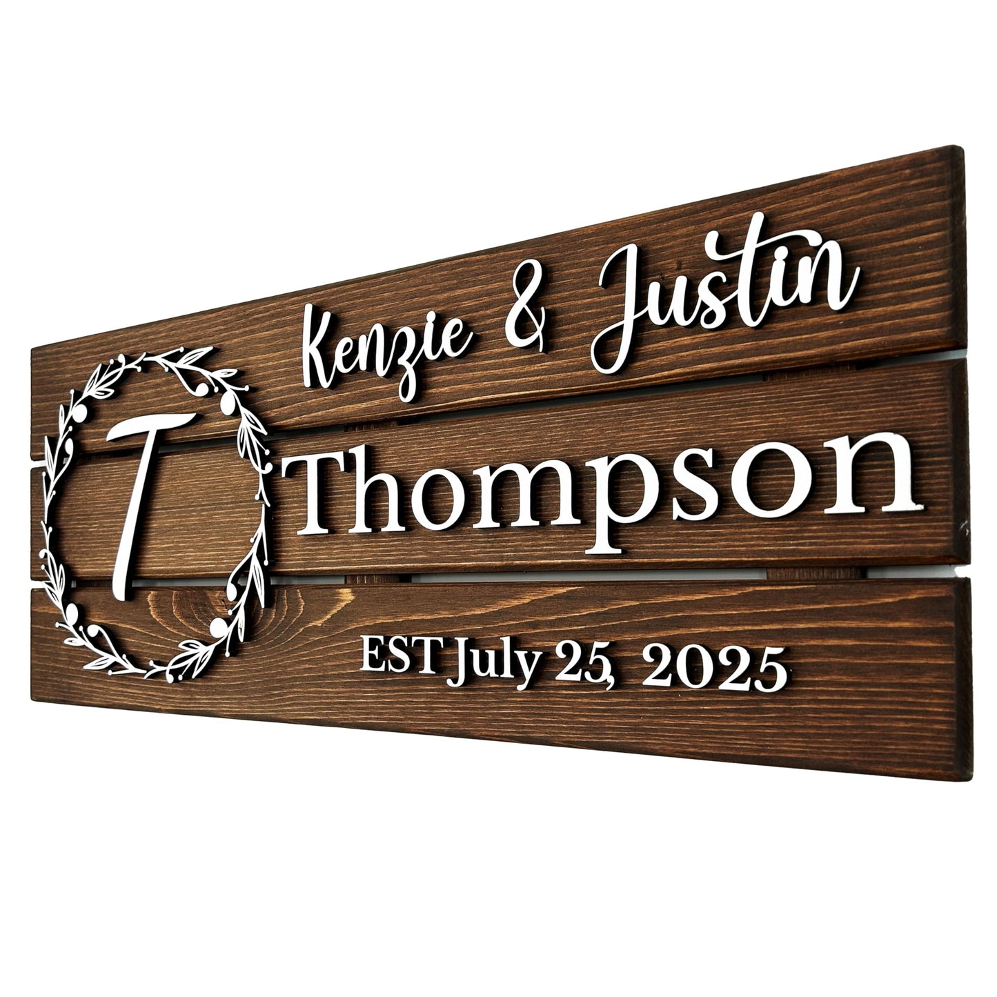 Personalized Wooden Monogram Family Sign with Couples Names, Custom Name Sign, Unique Wedding Gift for Couples, Rustic Established Date Plaque, Gifts for Wife