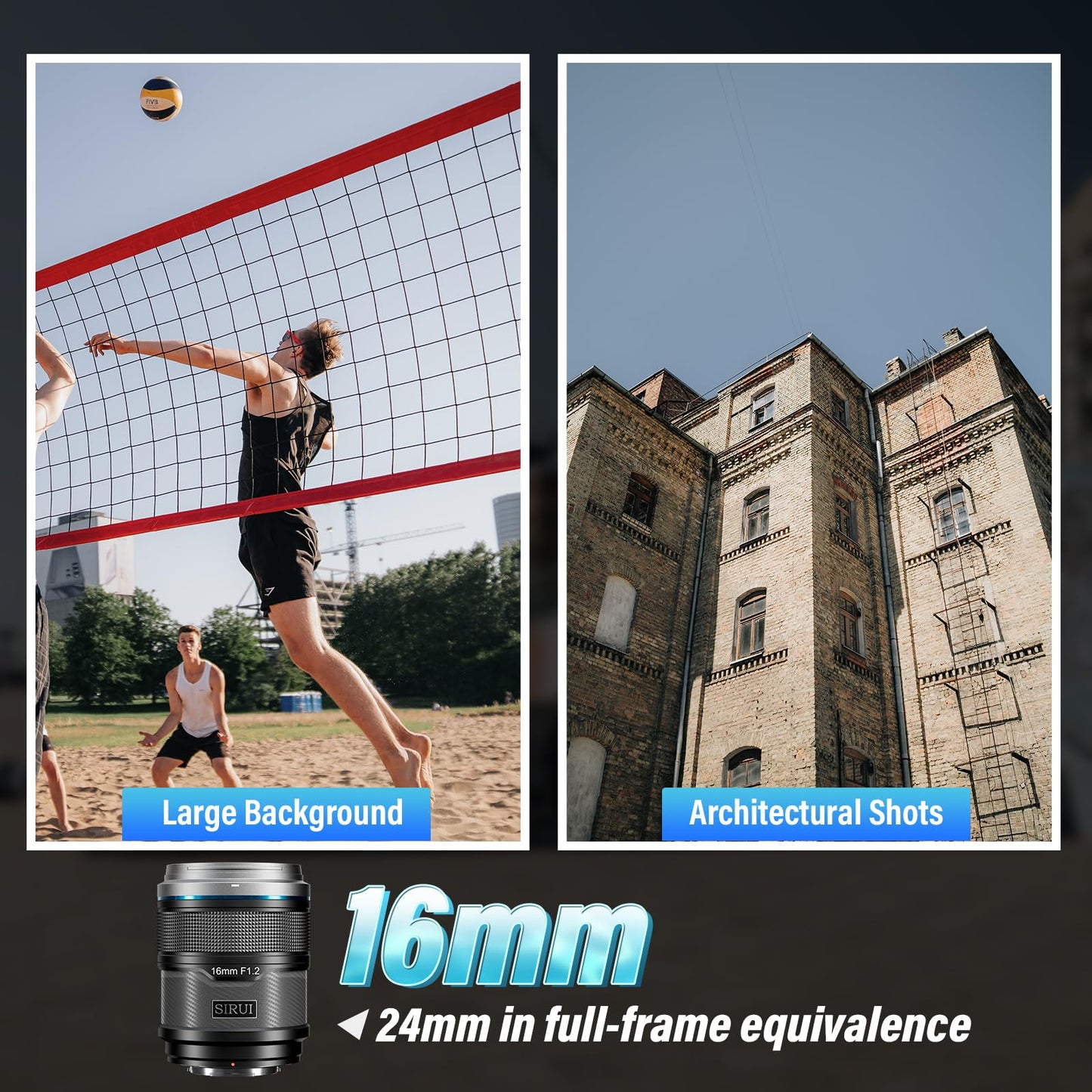 SIRUI Sniper 16mm Autofocus Lens, F1.2 Wide Angle APS-C Camera Lens for A5, A6, FX30, ZV-E10 (E Mount, Black)