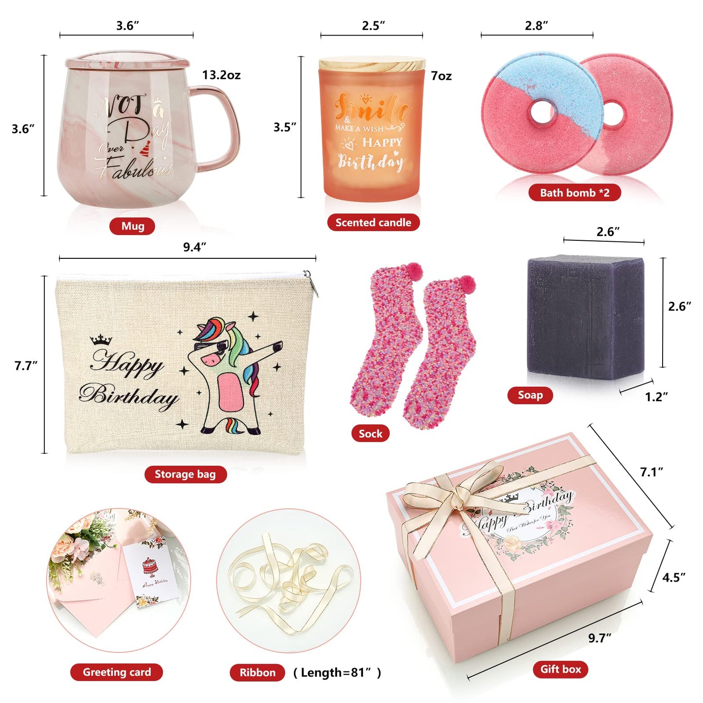 Birthday Gifts for Women, Personalized Relaxing Gift Box Basket for Sister Girlfriend Wife Best Friend Grandma Mom Daughter, Gifts Idea for Women Birthday Unique Happy Birthday Presents for Her