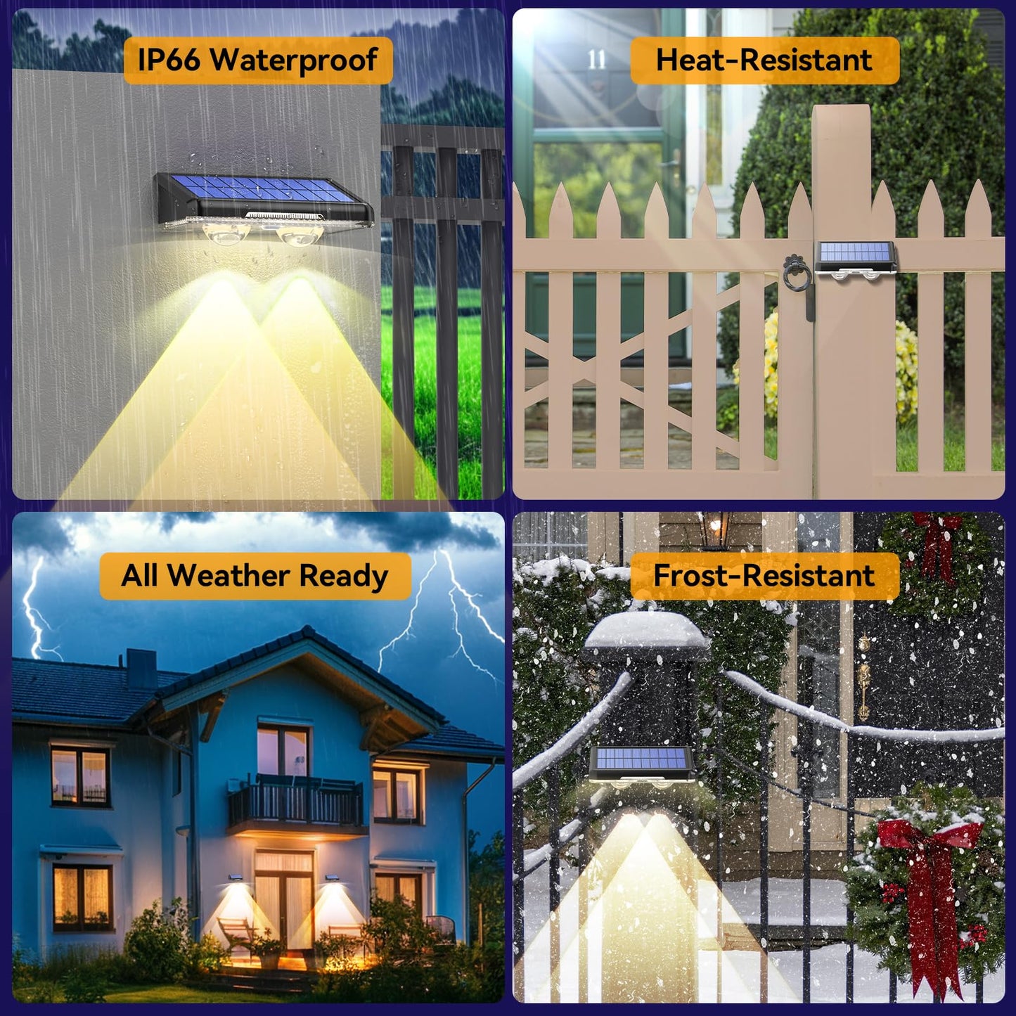 TECKNET Solar Fence Lights Outdoor 8 Pack, 3 Modes 3500K/4500K/6500K, IP66 Waterproof LED Deck Light, Dusk to Dawn Fence Lights Solar for Wall, Railing, Step, Patio, Pool, Backyard, Outside