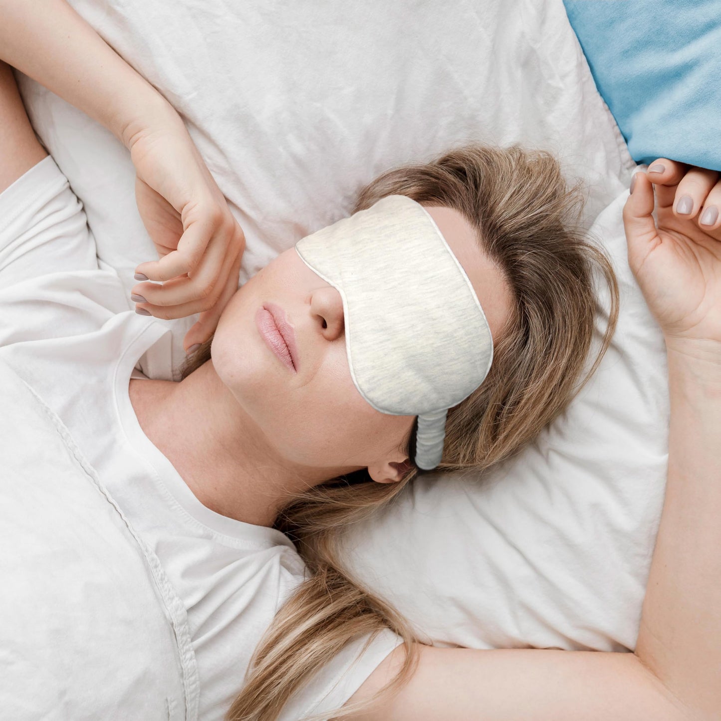 Cotton Sleep Mask for Women Men, Sleeping Eye Masks, Comfortable Soft Adjustable Elastic Eyes Covers for Nighttime Traveling Gift, Lightweight Breathable Core Blackout Cover with Strap, Pure Beige