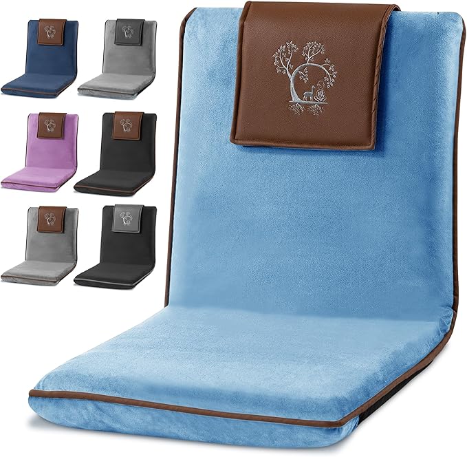 Adjustable Japanese Floor Chair with Back Support for Adults | Premium Meditation Chair for Seating, Yoga & Gaming -Foldin...