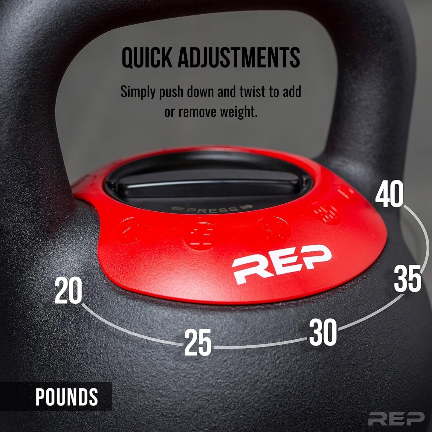 Rep Fitness Adjustable Kettlebell | 24 kg | Weight Set for Home Gym | Strength Training Equipment for Men & Women | Compact Steel Bell with Ergonomic Handle