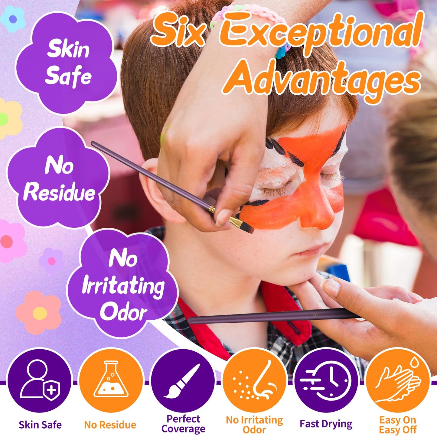Face Painting Kit for Kids - 24 Colors Non-Toxic Face Paint Kit with Stencils & Paint Brush-Professional Body Makeup Kit for Parties,Birthdays,Halloween,Christmas