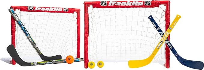 Franklin Sports - NHL Kids Folding Hockey Goals Set - (2) Street Hockey & Knee Hockey Goals - (2) Adjustable Youth Hockey ...