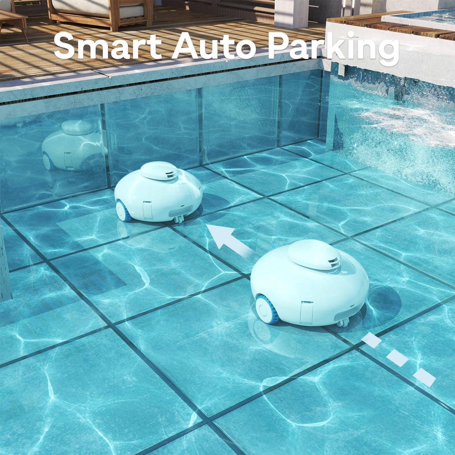 AQUVII K2 Cordless Robotic Pool Cleaner, 120-Min Runtime Pool Vacuum for Above/In-Ground Flat Pools, Strong Suction for Sand & Leaves, Auto-Parking, Covers Up to 860 Sq.ft