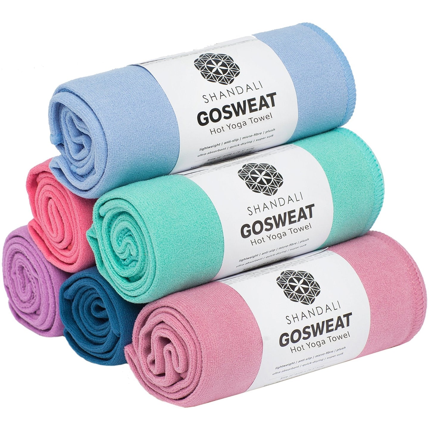 Shandali Hot Yoga GoSweat Microfiber Hand Towel in Super Absorbent Premium Gray Suede for Bikram, Pilates, Gym, and Outdoor Sports. 16 x 26.5 inches.