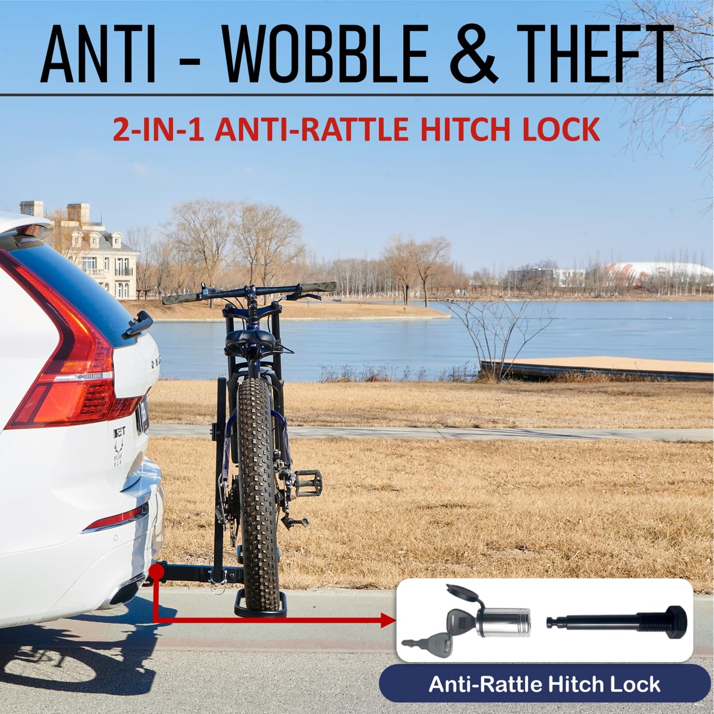 Platform Bike Rack for Single Ebike - 120 lbs Capacity Hitch-Mounted Heavy-Duty Aluminum Rack, Fits 2" Receiver for Car/SUV/Truck/Rv