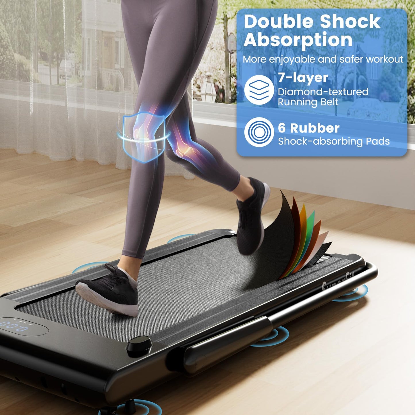 Goplus 2 in 1 Folding Treadmill, 340 LBS Capacity Walking Pad with Handle Bar, Under Desk Treadmill with Apps, Remote Control, LED Display, Foldable Portable Treadmills for Home Small, Office (Black)