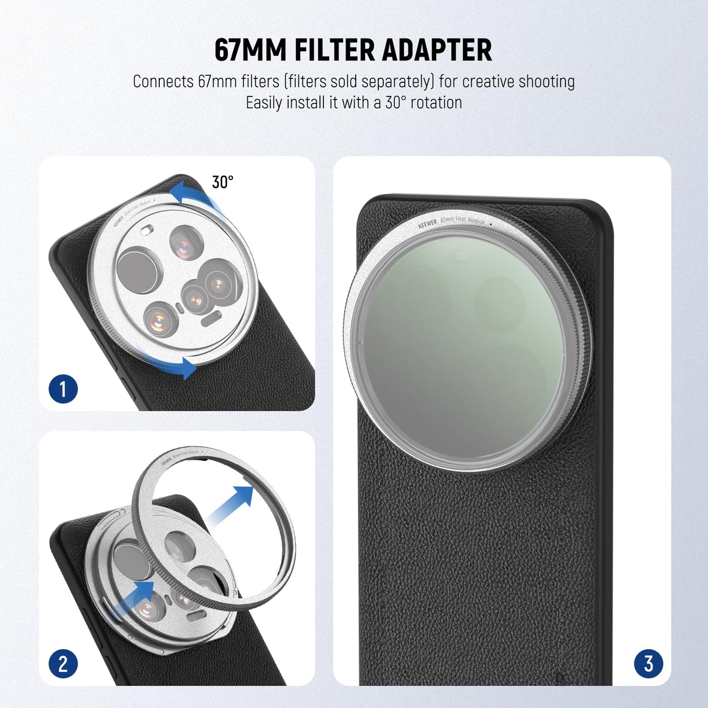 Neewer 15 Ultra Case, Protective Phone Case Compatible With Xiaomi 15 Ultra, Heavy Duty Tpu + Pc Faux Leather With 17Mm Lens Mou